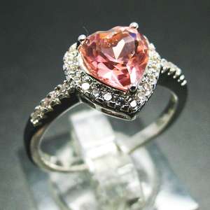 Anello di Fidanzamento in Argento 925 con Morganite Rosa, Set con Fede Nuziale Solitario a Cuore in Oro Rosa, Vendita all'Ingrosso - Product Image 4