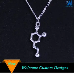 医生科学家化学家化学老师珠宝银多巴胺分子首饰吊坠项链