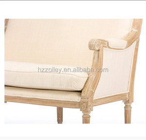 Kayu dan <span class=keywords><strong>Linen</strong></span> fabric berlapis Tradisional Perancis Kursi Empuk <span class=keywords><strong>sofa</strong></span> - Product Image 4