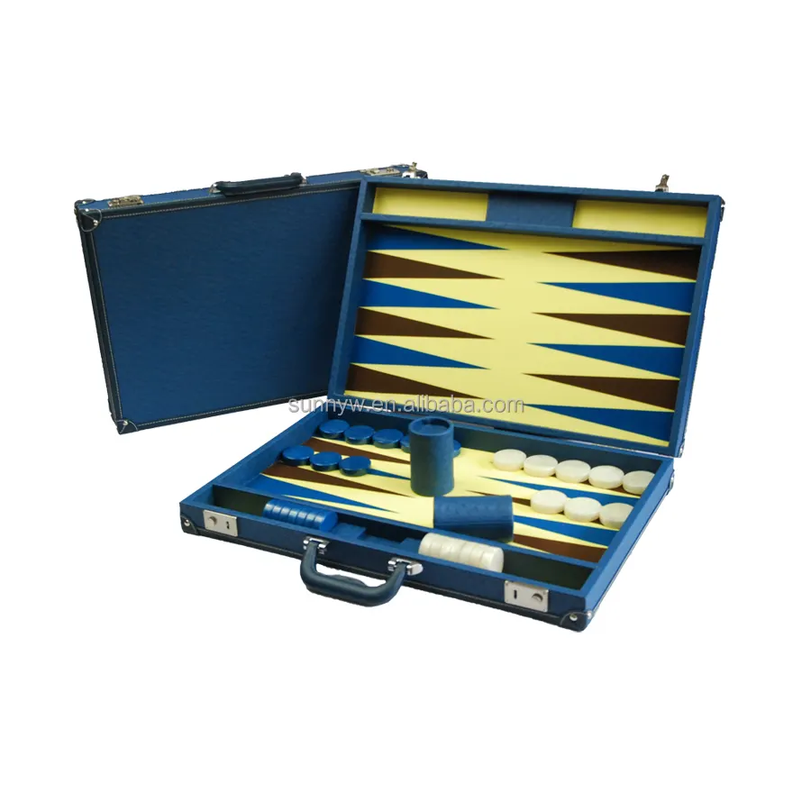 Benutzerdefinierte Luxus Straußen leder backgammon-spiel set backgammon board checkers