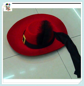 Sombreros de disfraz de fiesta para adultos, Sombreros con plumas, de fieltro, Color negro, barato, HPC-0257 - Product Image 2