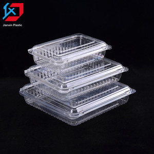 Accept customized disposable clear blister plastic fruit container transparent clamshell PET plastic salad container with lid