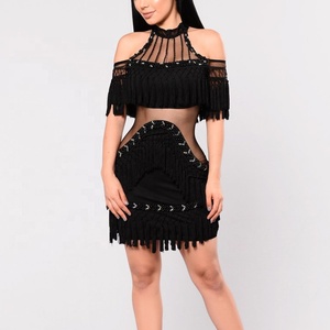 JF Custom Wholesale New manica corta <span class=keywords><strong>senza</strong></span> <span class=keywords><strong>spalline</strong></span> Stand nappa Mesh Vestido Bodycon elegante Mini A Line Sexy Party womens dresses - Product Image 3