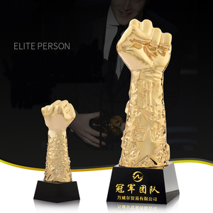 NEW Wholesale Custom awards Crystal metal Fist Trophy for souvenir corporation awards With Black Base