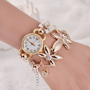 Orologio da Polso alla Moda per Donne, Orologio Casual con Perle e Fiori - Product Image 2