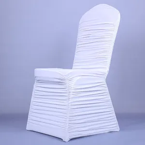 Wedding Ruffled Universal Spandex White Chair Cover