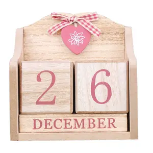 Calendario de escritorio perpetuo diario, bloques de madera, accesorios de fotografía, artesanía de Navidad, decoración para el hogar y la Oficina