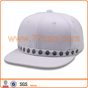 Frente Impreso Encaje Factura de Encargo Plana Blanco Llano Blanco Del Casquillo Del Snapback Hats - Product Image 1