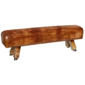 Aged Gym Vintage Leather Pommel Horse Bench