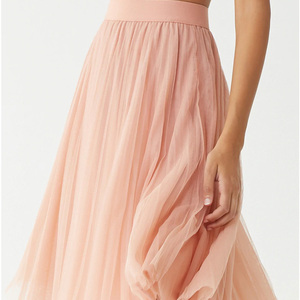 Women's <strong>Pink</strong> Tulle <strong>Skirt</strong> Elasticized Waist A-Line <strong>Pleated</strong> Flare Bohemian Style Empire Lined Tulle <strong>Skirt</strong> - Product Image 3