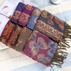 وشاح نسائي فاخر لامع من البوليستر بنمط فراشات ذهبية براقة، شال باشمينا - Product Image 4