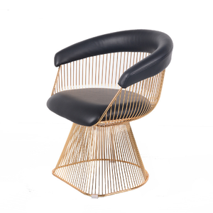 Chaise de mariage de haute qualité, chaise de salle à manger en fil d'or avec coussin de siège en PU, chaise de salon, sucette goldfinger - Product Image 2