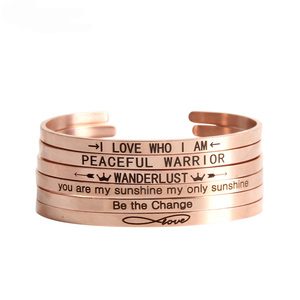 Surface emmêlée 3 4 5 6mm en gros en acier inoxydable citations inspirantes bijoux <span class=keywords><strong>Bracelet</strong></span> pour hommes et femmes - Product Image 4