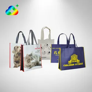 Custom Logo Printed Reusable Felt Fabric Tote Handle Non Woven Shopping Bags For Shoe Clothing Gift Packaging