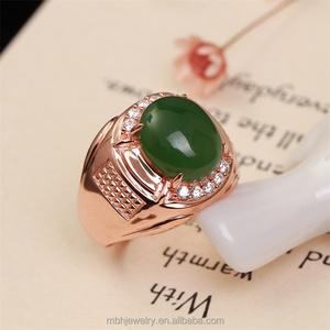 mayor anillo de piedras preciosas naturales 925 Plata 18 K oro lapislázuli jaspe verde anillo de compromiso ajustable - Product Image 3
