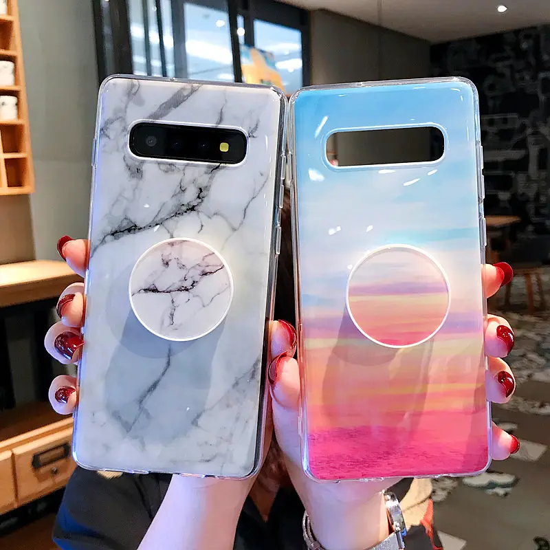 For Samsung Galaxy S10 Case Marble Phone Case For Samsung S10e S 10 S9 S8 Plus S7 Edge Note 9 8 Cover Stand Holder Silicon Coque