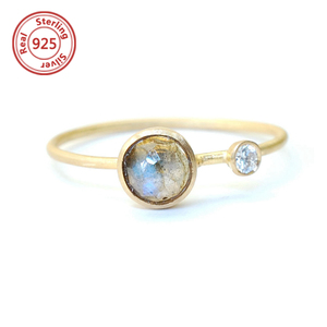 Sterling Silver <strong>Rings</strong> for Women Rose Cut <strong>Labradorite</strong> <strong>Ring</strong> Semi-precious Stone <strong>Ring</strong> - Product Image 1