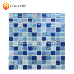 Carrelage de piscine de pulvérisation à froid bleu <span class=keywords><strong>pailleté</strong></span> 4mm carré cristal verre mosaïque tuile pour <span class=keywords><strong>mur</strong></span> - Product Image 1