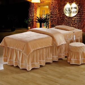 Hỗ Trợ Mẫu Nhung Mặt Spa Massage Linen Bộ Đồ Giường Trong Làn Da Mềm Mại Đầy Màu Sắc Fell Quilt <span class=keywords><strong>Bedsheet</strong></span> <span class=keywords><strong>Set</strong></span> Cho Thẩm Mỹ Viện - Product Image 3