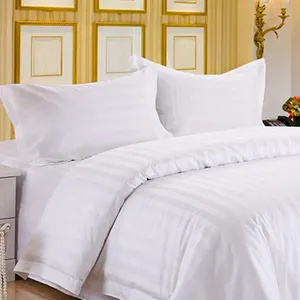 China Hotel Supply 250TC 100% cotone 3cm Satin Stripe Hotel Collection/Set di lenzuola per Hotel Set di biancheria da letto e collezioni