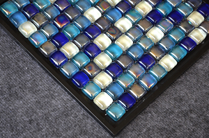 Galet <span class=keywords><strong>bleu</strong></span> carreaux de mosaïque de verre <span class=keywords><strong>douche</strong></span> salle de bain - Product Image 4