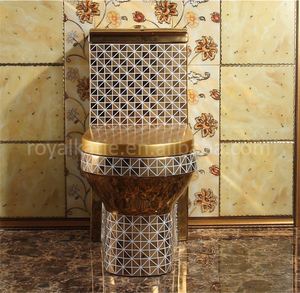 Appareils sanitaires chinois toilette de luxe en céramique complète pour hôtel toilette dorée en diamant - Product Image 3