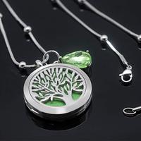 Collier de diffuseur d'huiles essentielles en acier inoxydable, vente en gros, médaillon d'aromathérapie, parfum, arbre de vie, pendentif, bijoux