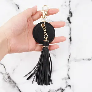 Genuine saffiano leather keyring with tassel personalized fashion leather keyring