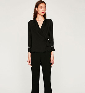 Mode à manches longues femmes chemisier en mousseline tops modèles pour bureau - Product Image 4