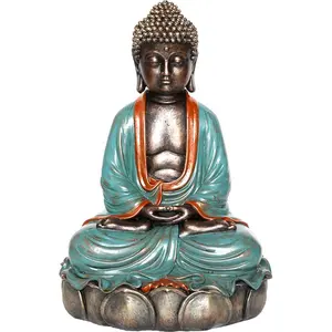Large home table decor Meditating Buddhist statue, Resin seat meditation buddha on Lotus throne