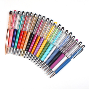 Venta al por mayor bola <span class=keywords><strong>de</strong></span> cristal <span class=keywords><strong>de</strong></span> metal pluma con multicolor diamante y envío laser grabado logo - Product Image 1