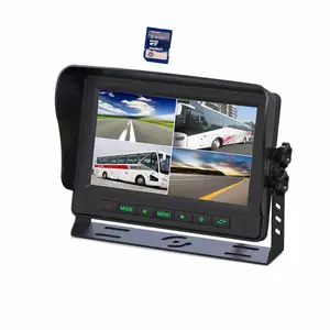 7\" quad DVR recording car lcd monitor with 4 way video inputs