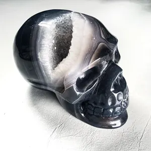 Khoáng Sản Tự Nhiên Đá Bán Quý Tay Chạm Khắc Đá Mã Não Thực Tế Thạch Anh Tím Geode Crystal Skulls