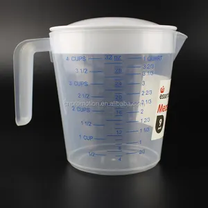 32盎司定制刻度水罐壶塑料倒入量杯，带盖和手柄，用于果汁啤酒牛奶