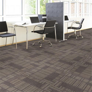 Azulejo de alfombra de nailon 100% moderno para uso comercial, patrón de rayas cuadradas de pila de bucle con mechones para oficina, habitaciones de Hotel, alfombra de suelo de Material de PVC - Product Image 3