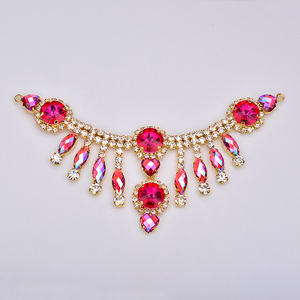 Lot de couture pour Strass en verre <span class=keywords><strong>AB</strong></span>, verre rouge, 155x60mm, garniture, chaîne, boucle, connecteur, appliquées, cristal, coupe métal - Product Image 2