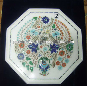 Top de Table basse incrusté de marbre, haut de Table en pierre - Product Image 1