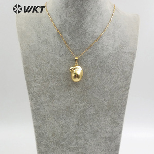 WT-JN059 catena di bambù da 18 pollici personalizza regalo in <span class=keywords><strong>oro</strong></span> pieno ciondolo di perle immerse naturale collana di perle barocche grezze - Product Image 4