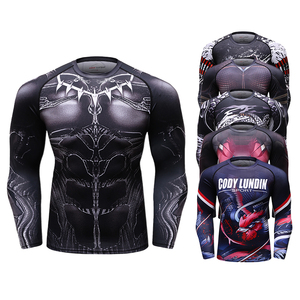 Wholesale Custom 3D Printed MMA Rash Guard Sports Wear Spandex Body Tight Gym <strong>T</strong> <strong>Shirt</strong> <strong>for</strong> Workout <strong>Swimming</strong> Personalized Logo - Product Image 3