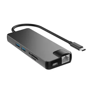 Aluminium usb type c hub 8 in 1 USB-C hub om HD-MI USB 3.1 Type-C docking station laptop