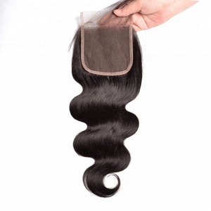 Bán Buôn 100% Tóc Người Sóng Cơ Thể Thụy Sĩ Miễn Phí Giữa Ba Phần 4*4 Đóng Cửa Ren Đầy Đủ - Product Image 3