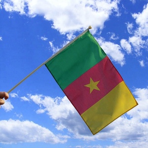Cameroon ธงโบกมือป้ายผ้าไนลอนผ้าซาตินสีเขียวสีแดงสีเหลืองแบบถือด้วยมือออกแบบได้ตามต้องการ - Product Image 3