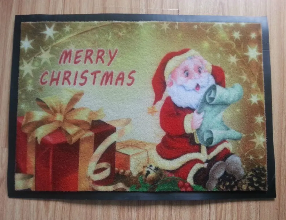 3D Digital printed Christmas entrance door mat with pvc backing