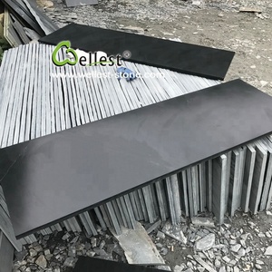 Honed Black Slate Fireplace <strong>Hearth</strong> <strong>Slabs</strong> for Stove - Product Image 1