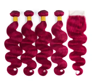 Sexy rojo extensiones de cabello trama diferentes estilos rojo paquetes de armadura del pelo en stock/100% remy malayo remy rojo de la extensión del pelo