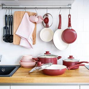 Olla <span class=keywords><strong>de</strong></span> cocina <span class=keywords><strong>de</strong></span> cerámica con agarre suave, <span class=keywords><strong>juego</strong></span> <span class=keywords><strong>de</strong></span> utensilios <span class=keywords><strong>de</strong></span> cocina antiadherentes <span class=keywords><strong>de</strong></span> inducción para el hogar, 16 piezas - Product Image 5