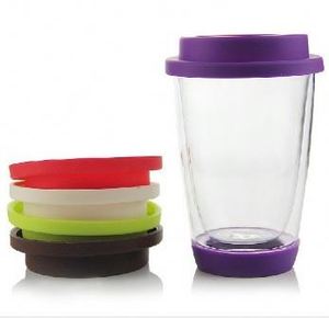 Double Paroi En Verre Tasse À Café En Verre de Tasse de Café De Voyage avec Couvercle Thermo Isolée Borosilicate Verre Gobelet - Product Image 3