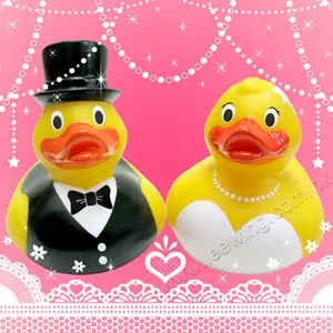 Evenement Party Benodigdheden Bruiloft Decoratie Souvenirs Gift Set Plastic Pvc Vinyl Custom Bruidegom En Bruid Paar Gele Rubber Duck