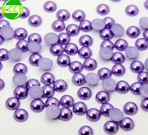 Deux perles plastiques, demi-perles sans trou, vente directe en usine chinoise,