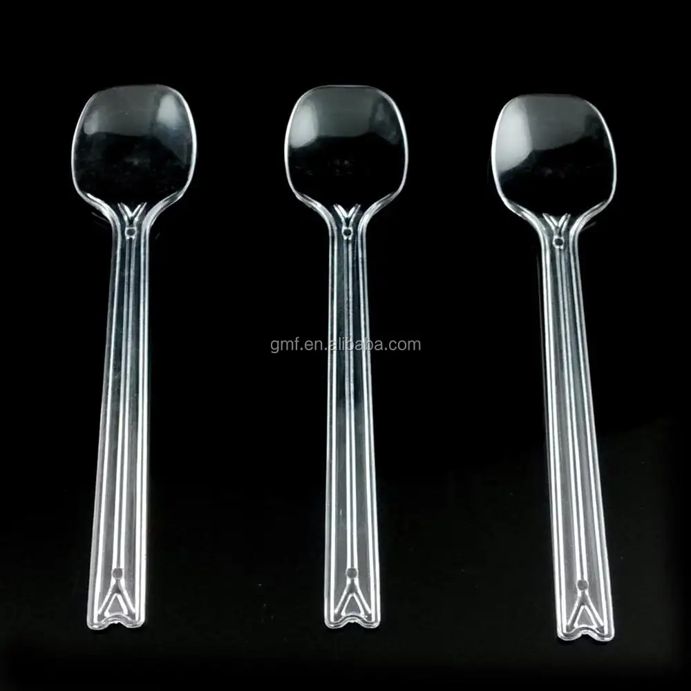 Bulk sale food grade clear small plastic spoons for multi-functional use
